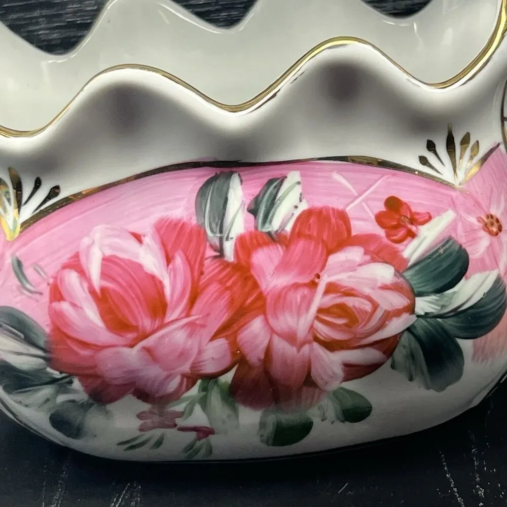 Formalities - Baum Bros -Victorian Purse- Rose Patterned Vase-Gold Tone Accents